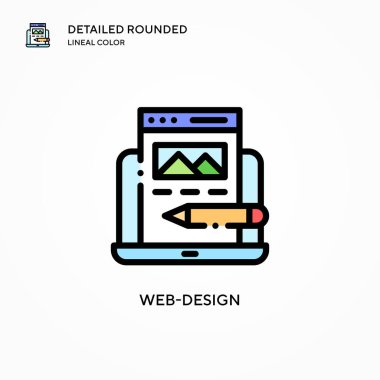 Web tasarım vektör simgesi. Modern vektör illüstrasyon kavramları. Düzenlemesi ve kişiselleştirmesi kolay.