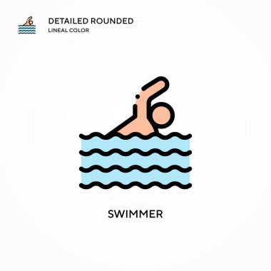 Yüzücü vektör simgesi. Modern vektör illüstrasyon kavramları. Düzenlemesi ve kişiselleştirmesi kolay.