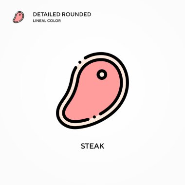Biftek vektör ikonu. Modern vektör illüstrasyon kavramları. Düzenlemesi ve kişiselleştirmesi kolay.