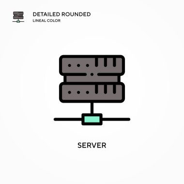 Sunucu vektör simgesi. Modern vektör illüstrasyon kavramları. Düzenlemesi ve kişiselleştirmesi kolay.