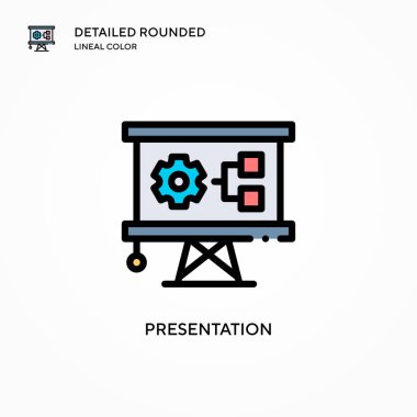 Sunum vektör simgesi. Modern vektör illüstrasyon kavramları. Düzenlemesi ve kişiselleştirmesi kolay.