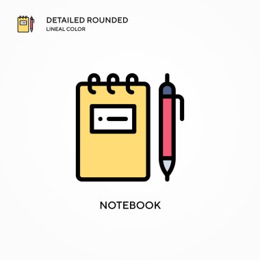 Not defteri vektör simgesi. Modern vektör illüstrasyon kavramları. Düzenlemesi ve kişiselleştirmesi kolay.