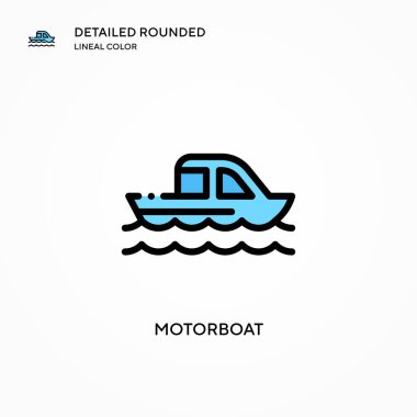 Sürat teknesi vektör simgesi. Modern vektör illüstrasyon kavramları. Düzenlemesi ve kişiselleştirmesi kolay.
