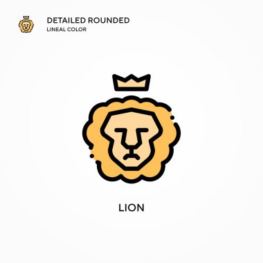 Aslan vektör simgesi. Modern vektör illüstrasyon kavramları. Düzenlemesi ve kişiselleştirmesi kolay.