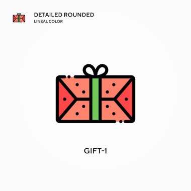 Hediye-1 vektör simgesi. Modern vektör illüstrasyon kavramları. Düzenlemesi ve kişiselleştirmesi kolay.