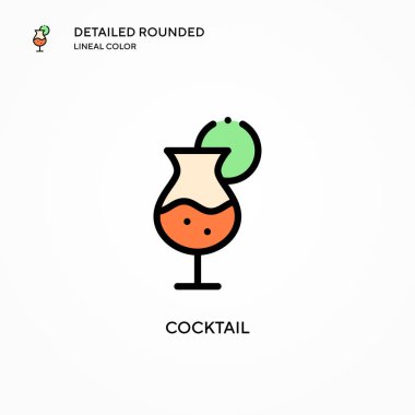 Kokteyl vektör simgesi. Modern vektör illüstrasyon kavramları. Düzenlemesi ve kişiselleştirmesi kolay.