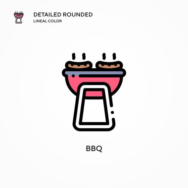 BBQ vektör simgesi. Modern vektör illüstrasyon kavramları. Düzenlemesi ve kişiselleştirmesi kolay.