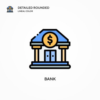 Banka vektör simgesi. Modern vektör illüstrasyon kavramları. Düzenlemesi ve kişiselleştirmesi kolay.