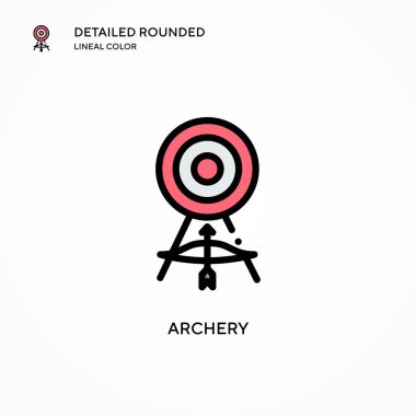 Okçuluk vektör simgesi. Modern vektör illüstrasyon kavramları. Düzenlemesi ve kişiselleştirmesi kolay.