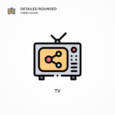 TV vektör simgesi. Modern vektör illüstrasyon kavramları. Düzenlemesi ve kişiselleştirmesi kolay.