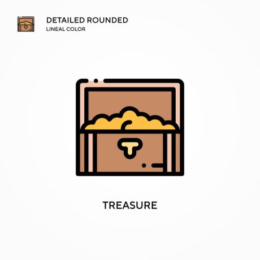 Hazine vektör simgesi. Modern vektör illüstrasyon kavramları. Düzenlemesi ve kişiselleştirmesi kolay.