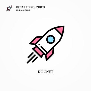 Roket vektör simgesi. Modern vektör illüstrasyon kavramları. Düzenlemesi ve kişiselleştirmesi kolay.