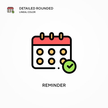 Hatırlatma vektör simgesi. Modern vektör illüstrasyon kavramları. Düzenlemesi ve kişiselleştirmesi kolay.