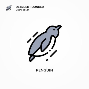 Penguen vektör simgesi. Modern vektör illüstrasyon kavramları. Düzenlemesi ve kişiselleştirmesi kolay.