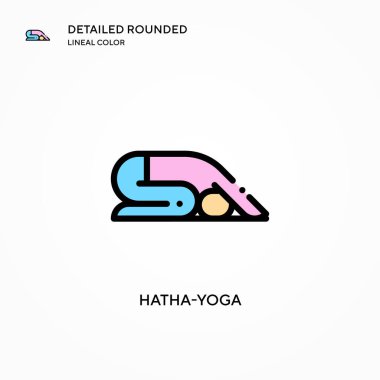 Hatha-yoga vektör ikonu. Modern vektör illüstrasyon kavramları. Düzenlemesi ve kişiselleştirmesi kolay.