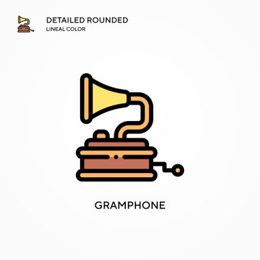 Gramfon vektör simgesi. Modern vektör illüstrasyon kavramları. Düzenlemesi ve kişiselleştirmesi kolay.