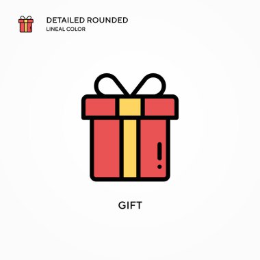 Hediye vektör simgesi. Modern vektör illüstrasyon kavramları. Düzenlemesi ve kişiselleştirmesi kolay.