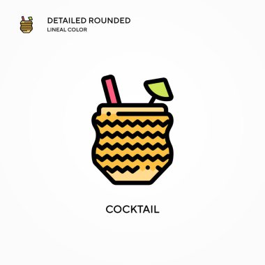 Kokteyl vektör simgesi. Modern vektör illüstrasyon kavramları. Düzenlemesi ve kişiselleştirmesi kolay.