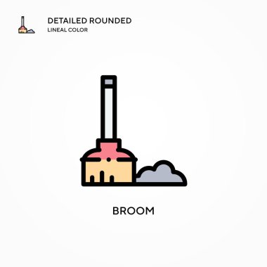 Süpürge vektör simgesi. Modern vektör illüstrasyon kavramları. Düzenlemesi ve kişiselleştirmesi kolay.