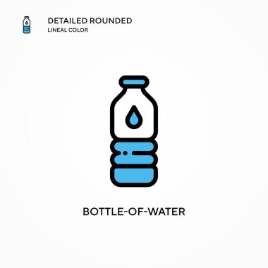 Bir şişe su vektör ikonu. Modern vektör illüstrasyon kavramları. Düzenlemesi ve kişiselleştirmesi kolay.