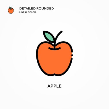 Elma vektör simgesi. Modern vektör illüstrasyon kavramları. Düzenlemesi ve kişiselleştirmesi kolay.