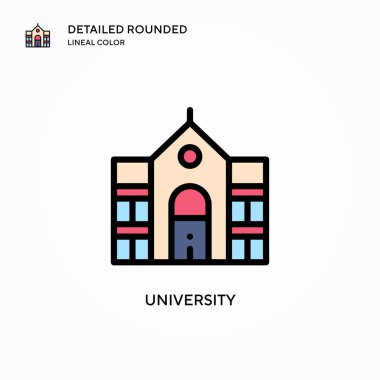 Üniversite vektör ikonu. Modern vektör illüstrasyon kavramları. Düzenlemesi ve kişiselleştirmesi kolay.