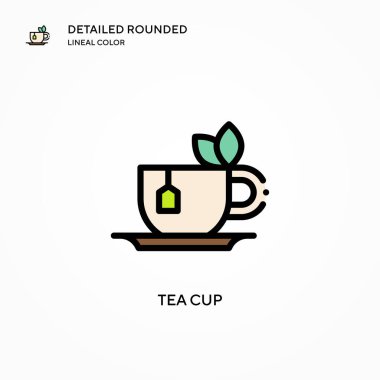 Çay fincanı vektör simgesi. Modern vektör illüstrasyon kavramları. Düzenlemesi ve kişiselleştirmesi kolay.
