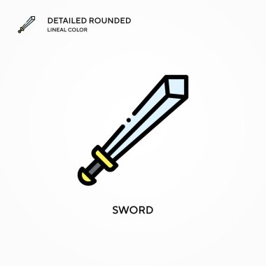 Kılıç vektör simgesi. Modern vektör illüstrasyon kavramları. Düzenlemesi ve kişiselleştirmesi kolay.