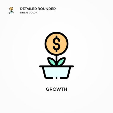 Büyüme vektör simgesi. Modern vektör illüstrasyon kavramları. Düzenlemesi ve kişiselleştirmesi kolay.