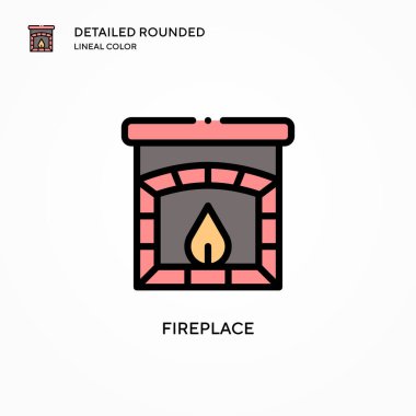 Şömine vektör simgesi. Modern vektör illüstrasyon kavramları. Düzenlemesi ve kişiselleştirmesi kolay.