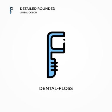Diş ipi vektör simgesi. Modern vektör illüstrasyon kavramları. Düzenlemesi ve kişiselleştirmesi kolay.