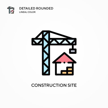 İnşaat alanı vektör simgesi. Modern vektör illüstrasyon kavramları. Düzenlemesi ve kişiselleştirmesi kolay.