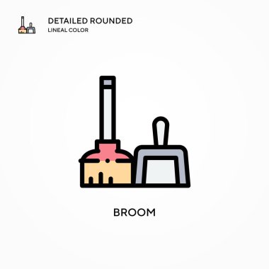 Süpürge vektör simgesi. Modern vektör illüstrasyon kavramları. Düzenlemesi ve kişiselleştirmesi kolay.