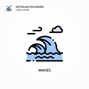 Dalga vektör simgesi. Modern vektör illüstrasyon kavramları. Düzenlemesi ve kişiselleştirmesi kolay.