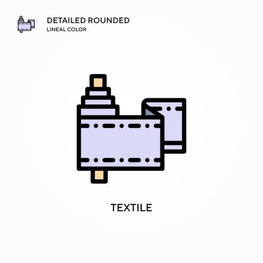 Tekstil vektör simgesi. Modern vektör illüstrasyon kavramları. Düzenlemesi ve kişiselleştirmesi kolay.