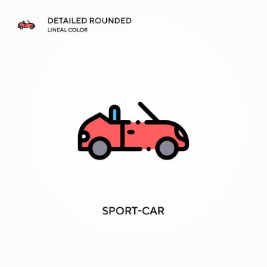 Spor araba vektör simgesi. Modern vektör illüstrasyon kavramları. Düzenlemesi ve kişiselleştirmesi kolay.