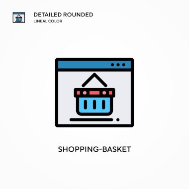 Alışveriş sepeti vektör simgesi. Modern vektör illüstrasyon kavramları. Düzenlemesi ve kişiselleştirmesi kolay.