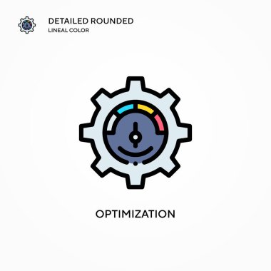 Optimizasyon vektör simgesi. Modern vektör illüstrasyon kavramları. Düzenlemesi ve kişiselleştirmesi kolay.