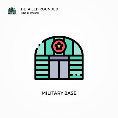 Askeri üs vektör ikonu. Modern vektör illüstrasyon kavramları. Düzenlemesi ve kişiselleştirmesi kolay.