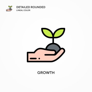 Büyüme vektör simgesi. Modern vektör illüstrasyon kavramları. Düzenlemesi ve kişiselleştirmesi kolay.
