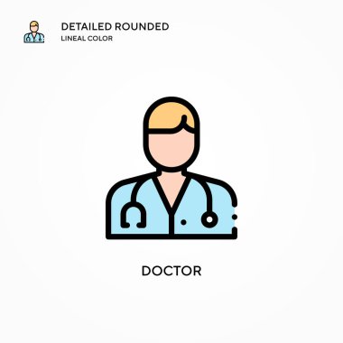 Doktor vektör simgesi. Modern vektör illüstrasyon kavramları. Düzenlemesi ve kişiselleştirmesi kolay.