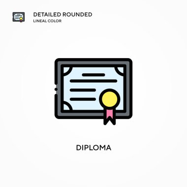 Diploma vektör simgesi. Modern vektör illüstrasyon kavramları. Düzenlemesi ve kişiselleştirmesi kolay.