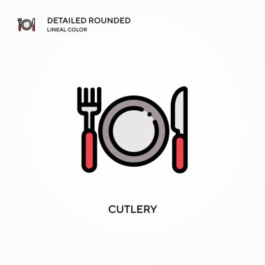 Çatal bıçak vektör simgesi. Modern vektör illüstrasyon kavramları. Düzenlemesi ve kişiselleştirmesi kolay.