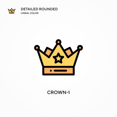 Crown-1 vektör simgesi. Modern vektör illüstrasyon kavramları. Düzenlemesi ve kişiselleştirmesi kolay.