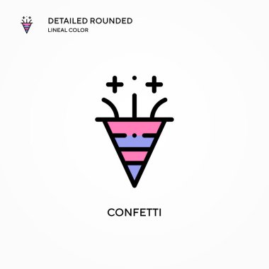 Konfeti vektör simgesi. Modern vektör illüstrasyon kavramları. Düzenlemesi ve kişiselleştirmesi kolay.