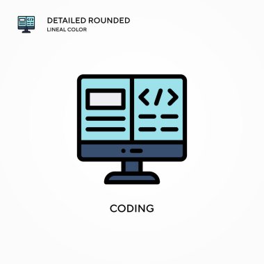 Kodlama vektör simgesi. Modern vektör illüstrasyon kavramları. Düzenlemesi ve kişiselleştirmesi kolay.