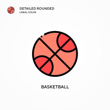 Basketbol vektör ikonu. Modern vektör illüstrasyon kavramları. Düzenlemesi ve kişiselleştirmesi kolay.
