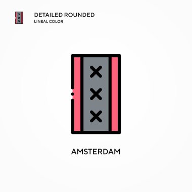 Amsterdam vektör simgesi. Modern vektör illüstrasyon kavramları. Düzenlemesi ve kişiselleştirmesi kolay.