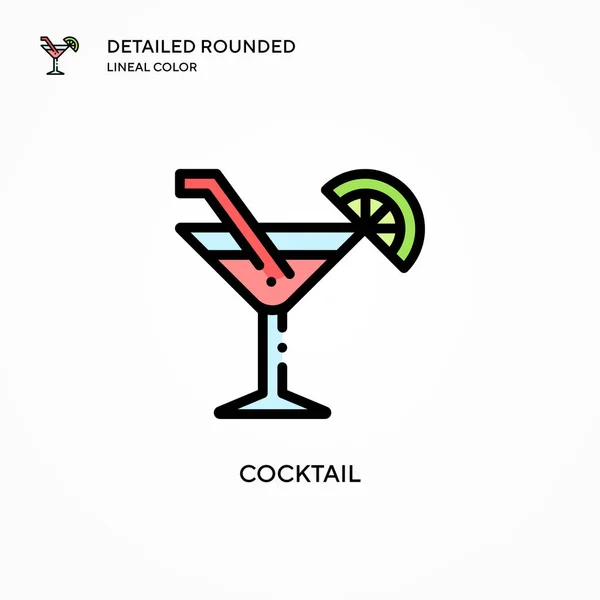 Cocktail Vector Icoon Moderne Vector Illustratie Concepten Eenvoudig Bewerken Aan — Stockvector