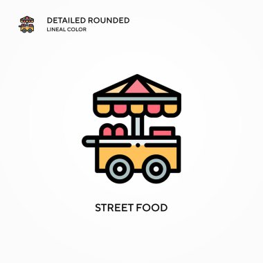 Sokak yiyecekleri ikonu. Modern vektör illüstrasyon kavramları. Düzenlemesi ve kişiselleştirmesi kolay.
